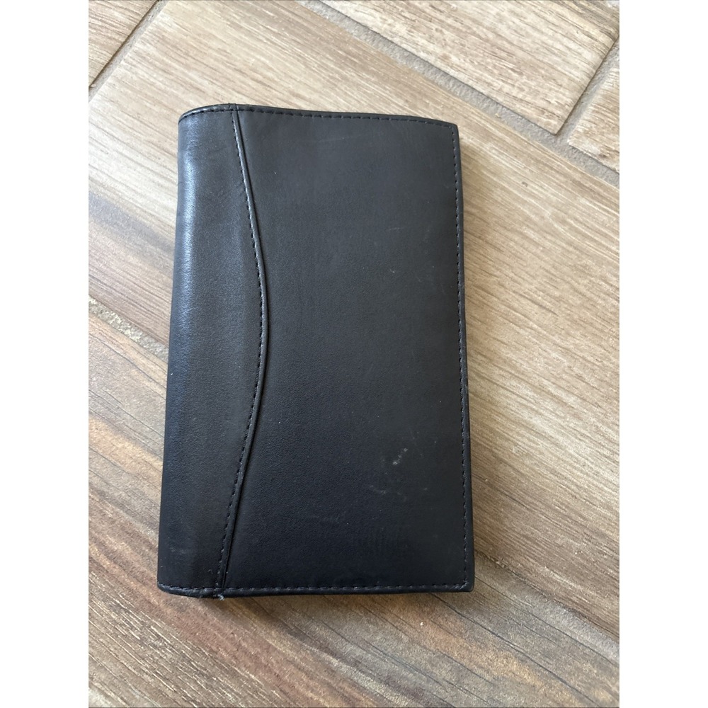 New Vnt St. Dennis Black Leather Address Book & 2 Inner Pockets Notepad 4" x 7"